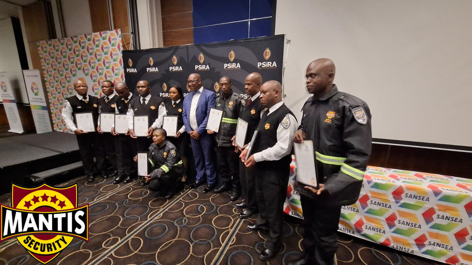 Mantis Security officers receiving PSIRA/SANSEA certificates